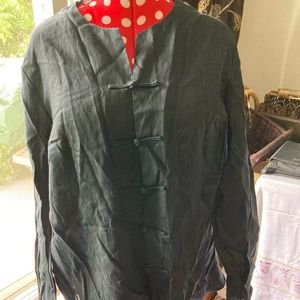 Anne Carson black linen top